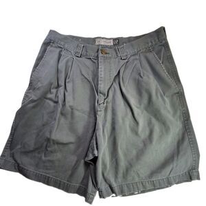 Vtg Gap Mens Shorts Sz 33 Relaxed Fit Khaki Pleated Grey 100% Cotton Y2K 90s